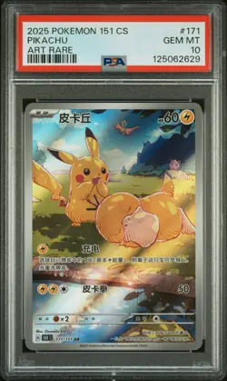 2025 POKEMON SIMPLIFIED CHINESE 151 C-COLL 151 ART RARE #171 PIKACHU PSA 10 - Image 1