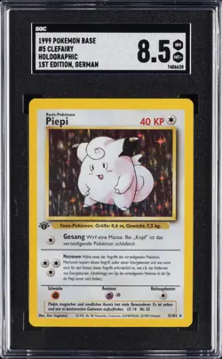 1999 POKEMON BASE SET 1ST EDITION HOLO - GERMAN #5 CLEFAIRY SGC 8.5 - Image 1