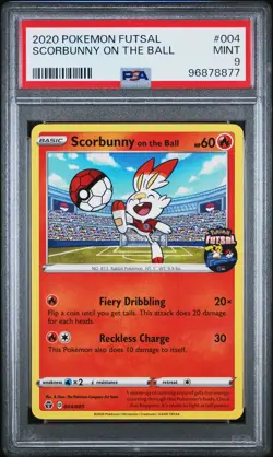 2020 POKEMON FUTSAL #004 SCORBUNNY ON THE BALL PSA 9 - Image 1