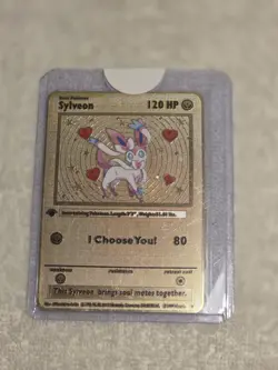 Sylveon I Choose You Soulmates RomanceGold Metal Fan Art Card - Image 1