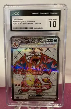 CGC 10 Pokemon Charizard ex 125/108 SR Ruler of the Black Flame sv3 GEM MINT Tcg - Image 4