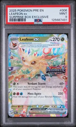 2025 POKEMON PRISMATIC 006/131 LEAFEON EX SURPRISE BOX EXCL. STAMPED PSA 9 - Image 1