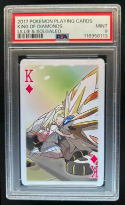 2017 Pokemon Playing Cards King of Diamonds Lillie & Solgaleo PSA 9 MINT - Image 1