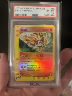 Pokemon WotC Aquapolis Reverse Holo Card #10 Entei PSA 8 & 07 Crystl Twrs Entei - Image 2