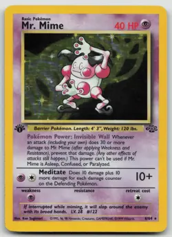 Pokemon Cards Mr Mime 6/64 Holo Rare Jungle 1ST EDITION - MP - Image 1