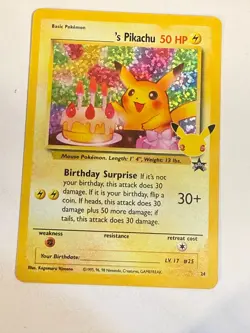 DA107437 Birthday Pikachu Pokemon 25th Anniversary Celebrations Card 24 - Image 1