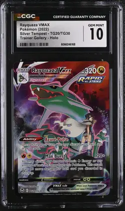 CGC 10 Rayquaza VMAX Silver Tempest TG20/TG30 Trainer Gallery Holo Pokemon Card - Image 1