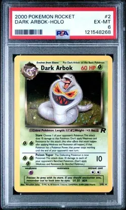 Pokemon Card PSA 6 Dark Arbok Team Rocket Unlimited 2000 Holo 2/82 - Image 1