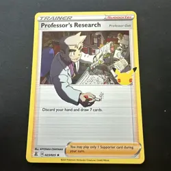 Professors Research Trainer 23/25 Rare Holo Pokemon Card 2021 - Image 1