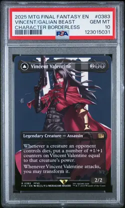 2025 MTG FINAL FANTASY CHARACTER BORDERLES GALIAN BEAST/VINCENT VALENTINE PSA 10 - Image 1