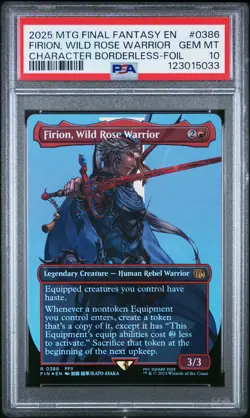 2025 MTG FINAL FANTASY BORDERLESS-SURGE FOIL FIRION WILD ROSE WARRIOR PSA 10 - Image 1