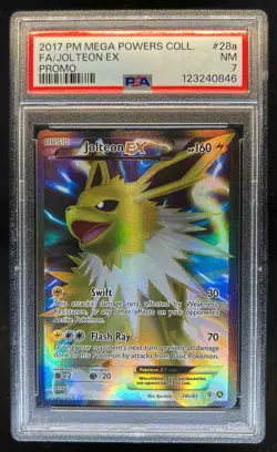 2017 Pokemon Mega Powers Collection Jolteon Ex Full Art Promo #28a PSA 7 NM - Image 1