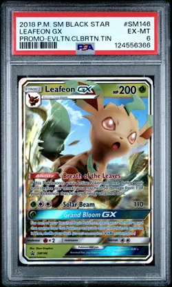 2018 POKEMON SM BLACK STAR PROMO EVOLUTION CELEBRATION TIN LEAFEON GX PSA 6 - Image 1