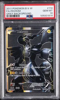 2011 POKEMON B&W GRAY BACKGROUND #114 FULL ART/ZEKROM PSA 10 - Image 1