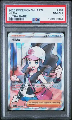 2025 POKEMON WHT EN-WHITE FLARE ULTRA RARE #164 HILDA PSA 8 - Image 1