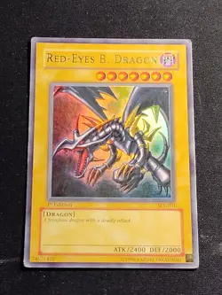 Red-Eyes Black Dragon SDJ-001 1st Edition Ultra Rare Yu-Gi-Oh Card Played HP - Image 1