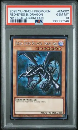 2025 YU-GI-OH! NIKE COLLABORATION PROMO #EN002 RED-EYES BLACK DRAGON PSA 10 - Image 1