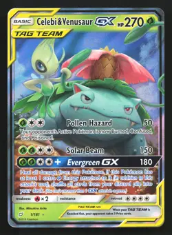 Celebi & Venusaur GX 1/181 SM - Team Up Ultra Rare Pokemon Card - Image 1
