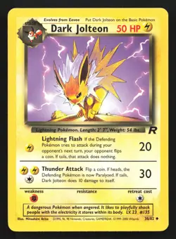 Dark Jolteon 38/82 Team Rocket Uncommon Pokemon Card - Image 1
