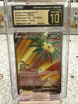 Pokemon TCG Alolan Exeggutor v Holo Ultra Rare Card Pokemon Go 071/078 CGC 10 - Image 1