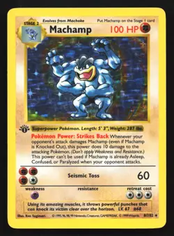 Machamp 8/102 Base Set 1st Edition (Shadowless) Holo Rare Pokemon Card - Image 1
