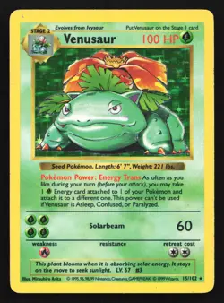 Venusaur 15/102 Base Set (Shadowless) Holo Rare Pokemon Card - Image 1