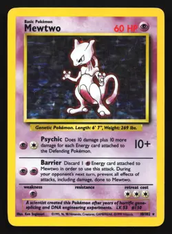 Mewtwo 10/102 Base Set Holo Rare Pokemon Card - Image 1