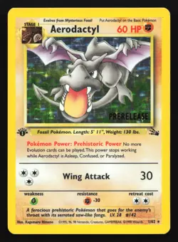 Aerodactyl (Prerelease) 01/62 WoTC 1st Edition Promo Pokemon Card - Image 1
