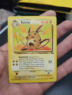 Pokemon TCG Raichu Regular Rare Card 29/62 Fossil 1999 Unlimited LP - Image 1