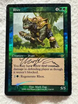 MTG - Rhox - Starter 2000 - Foil - MP - Artist Mark Zug Signed - Free Shipping! - Image 1