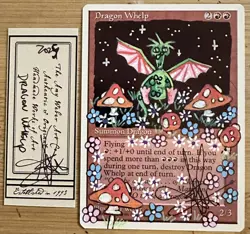 MTG Dragon Whelp Alter Altered Sketch Art Amy WEBER Magic - Image 1