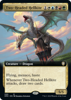 Light Play, English MTG Regular Two-Headed Hellkite - Extended Art Commander: Do - Image 1