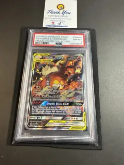 2019 POKEMON SM BLACK STAR PROMO #SM201 FULL ART/RESHIRAM & CHARIZARD GX PSA 8 - Image 1