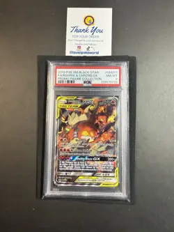 2019 POKEMON SM BLACK STAR PROMO #SM201 FULL ART/RESHIRAM & CHARIZARD GX PSA 8 - Image 2