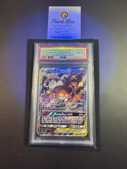 2019 POKEMON SM BLACK STAR PROMO #SM201 FULL ART/RESHIRAM & CHARIZARD GX PSA 8 - Image 3