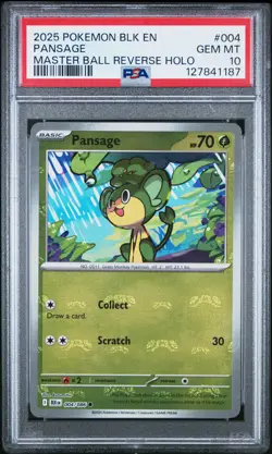 PSA 10 Pansage #004 2025 Pokemon Blk En-Black Bolt GEM MT - Image 1