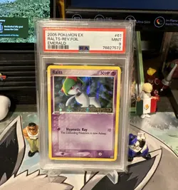 PSA 9 MINT Ralts 61/106 EX Emerald REVERSE HOLO Pokemon Card 572 - Image 1
