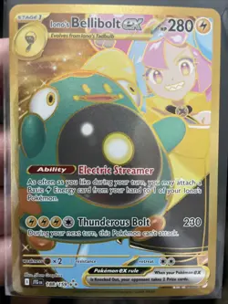 Pokemon TCG Ionos Bellibolt EX Gold Hyper Rare Card 188/159 Journey Together NM - Image 1