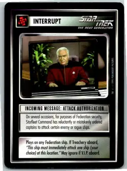Star Trek Alternate Universe CCG Card Incoming Message: Attack Authorization - Image 1