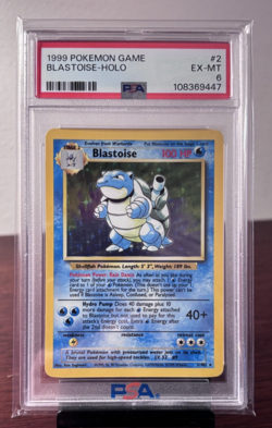 Pokemon Card Game Blastoise 2/102 Holo Rare 1999 Unlimited Base Set PSA 6 EX-MT - Image 1