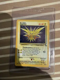 1999 Pokemon Vintage Fossil Zapdos TCG Trading Card Basic/Rare Holo, 15/62 - Image 1