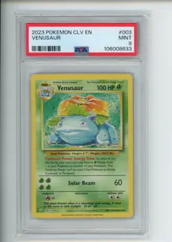 2023 Pokemon Classic Collection Venusaur 003/034 CLV English Holo PSA 9 (633) - Image 1