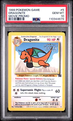 1999 POKEMON GAME MOVIE PROMO #5 DRAGONITE PSA 10 - Image 1
