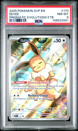 2025 POKEMON SVP EN-SV BLACK STAR PROMO #173 EEVEE PSA 8 - Image 1