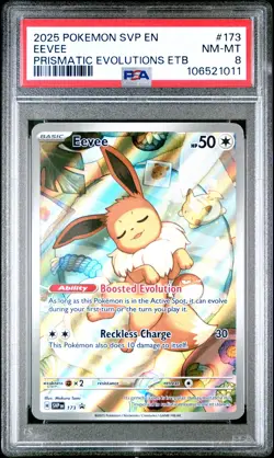 2025 POKEMON SVP EN-SV BLACK STAR PROMO #173 EEVEE PSA 8 - Image 1