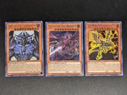Yugioh - Egyptian God Cards Set Obelisk Slifer Ra TN19 Prismatic Secret Rare LP - Image 1