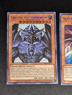 Yugioh - Egyptian God Cards Set Obelisk Slifer Ra TN19 Prismatic Secret Rare LP - Image 2