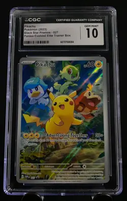 PIKACHU SVP027 Paldea Evolved BLACK STAR PROMO Pokemon Card 2023 CGC GEM MINT 10 - Image 1