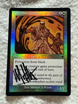 MTG - Obsidian Acolyte - Invasion - Foil - NM - Artist M. Wilson Signed - Image 1
