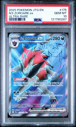 2025 POKEMON JTG EN N'S ZOROARK ex ULTRA RARE #175 PSA GEM MT 10 - Image 1